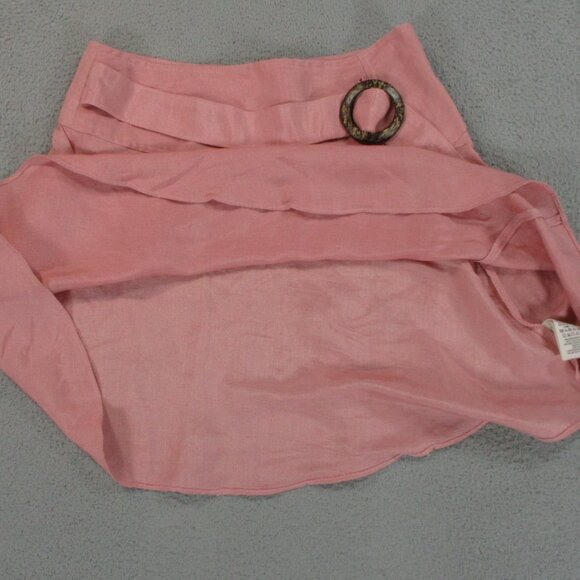 Free People Skirt Womens 8 Pink Linen Blend Higher Ground Skater Belted Zip Cute - Picture 3 of 14